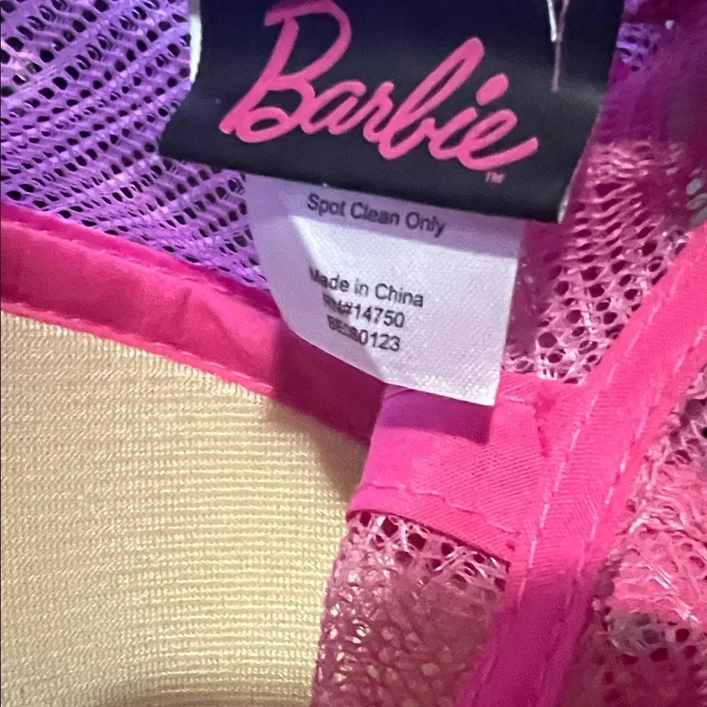 Barbie Pink and White Hat with Graphic Design
